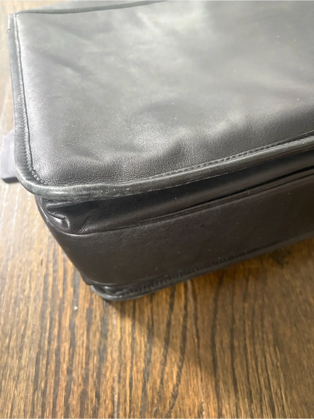 Classic Black Leather Briefcase with Gold Hardware- COACH